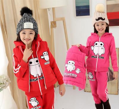 廠家直銷新款童裝 大白三件套純棉衛衣，時尚卡通批發首選